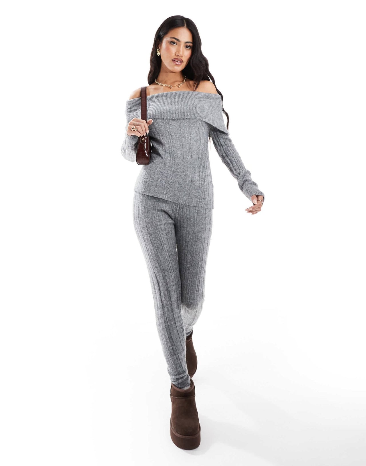 In The Style knitted leggings co - ord in grey - ASOS Sample Sale
