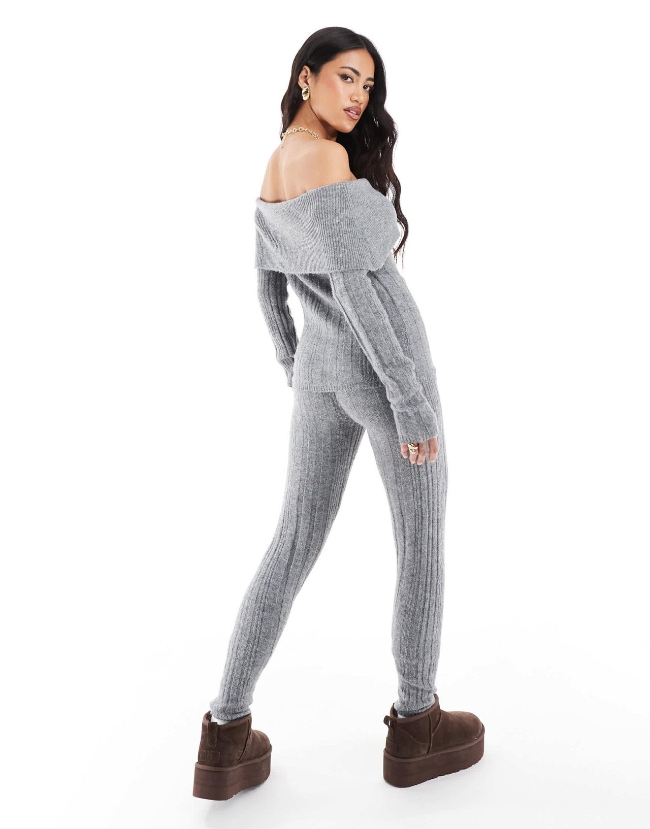 In The Style knitted leggings co - ord in grey - ASOS Sample Sale
