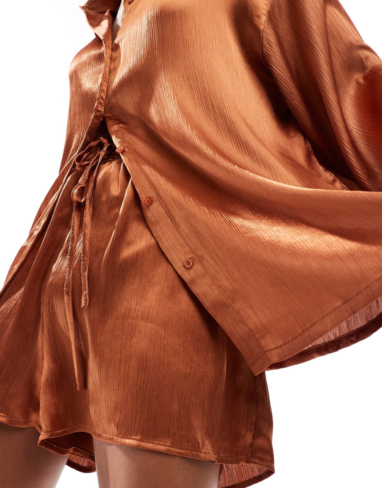 In The Style satin drawstring short co - ord in rust - ASOS Sample Sale