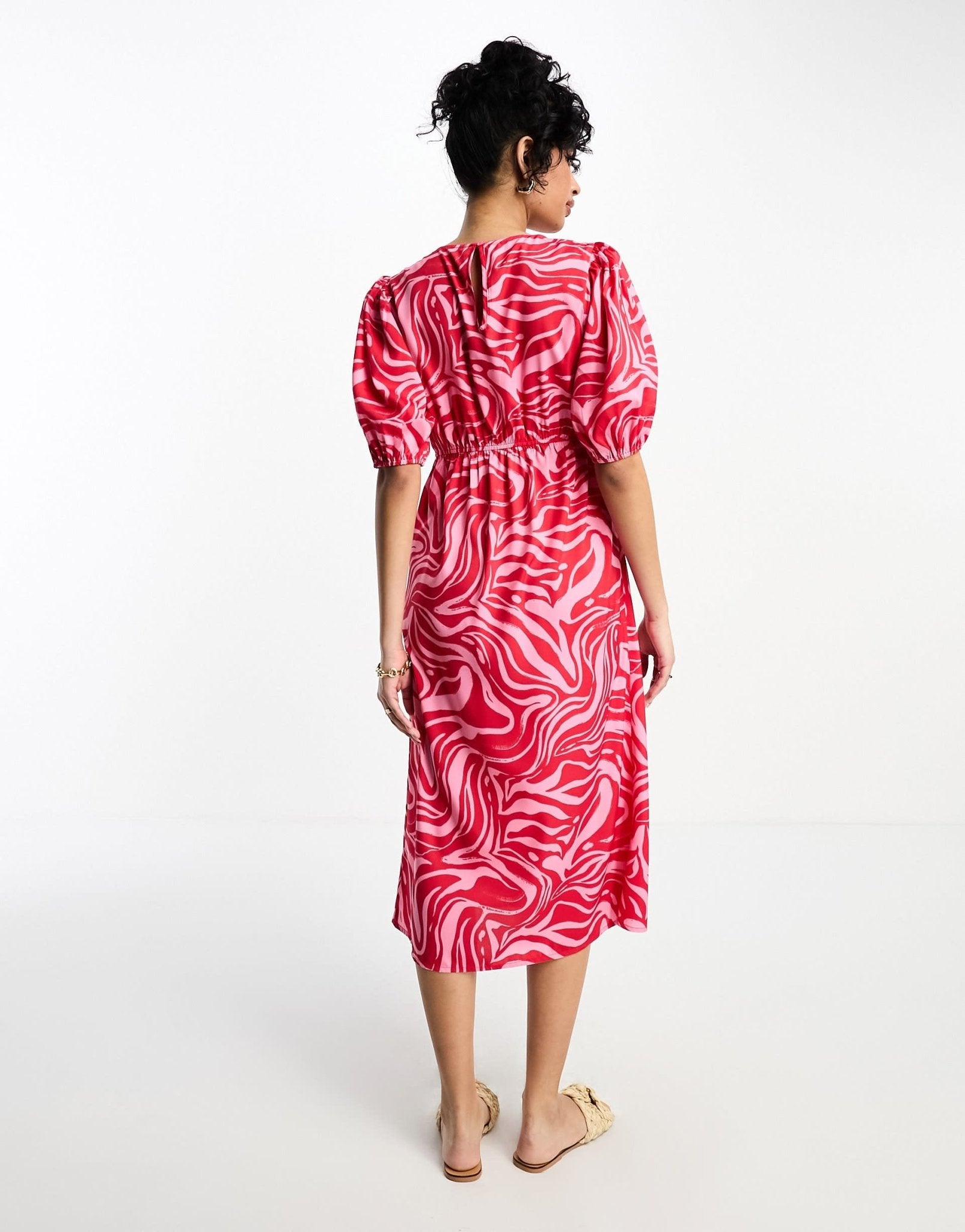 Influence tie front midi dress in red abstract print - ASOS Sample Sale
