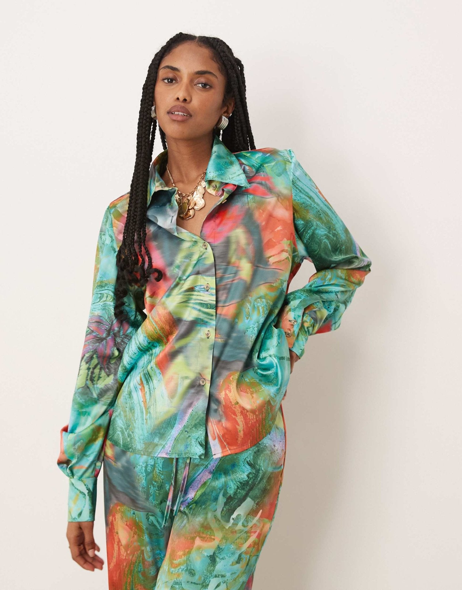 Isabelle Pennington-Edmead Basterre shirt co-ord in storm print - ASOS Sample Sale