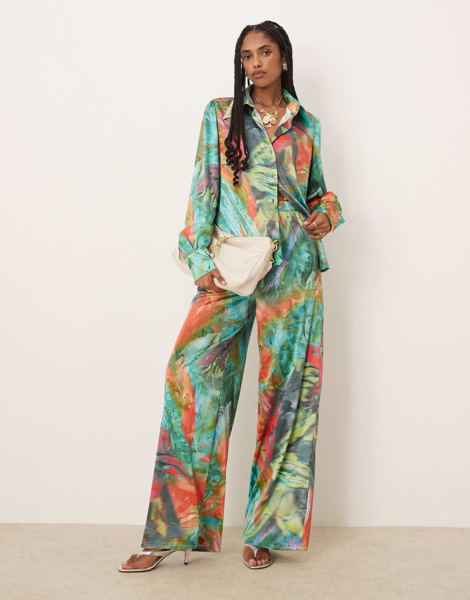 Isabelle Pennington-Edmead Basterre wide leg trousers co-ord in storm print - ASOS Sample Sale