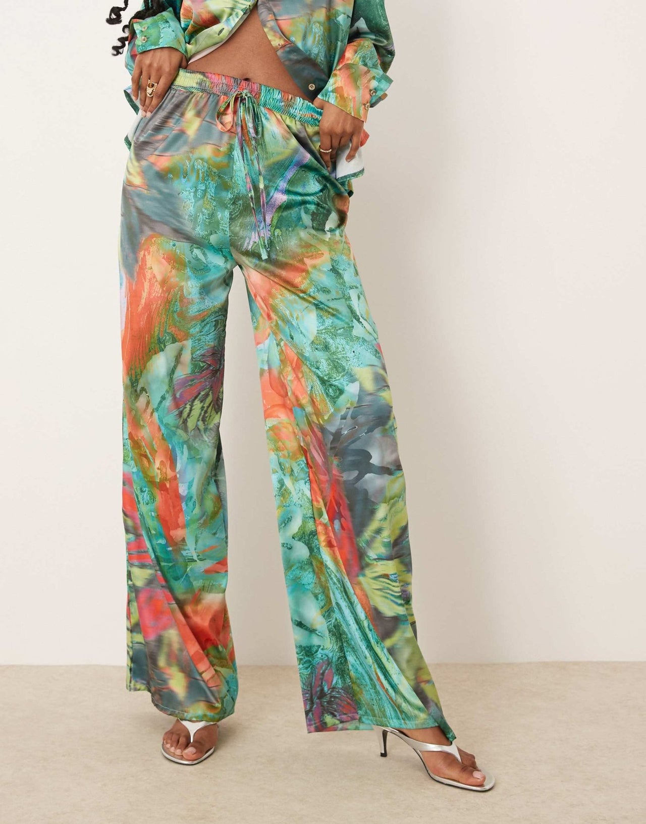 Isabelle Pennington-Edmead Basterre wide leg trousers co-ord in storm print - ASOS Sample Sale