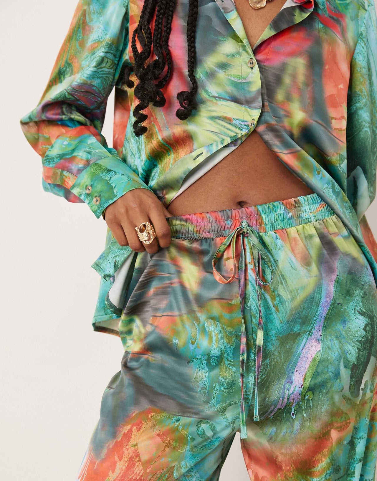 Isabelle Pennington-Edmead Basterre wide leg trousers co-ord in storm print - ASOS Sample Sale