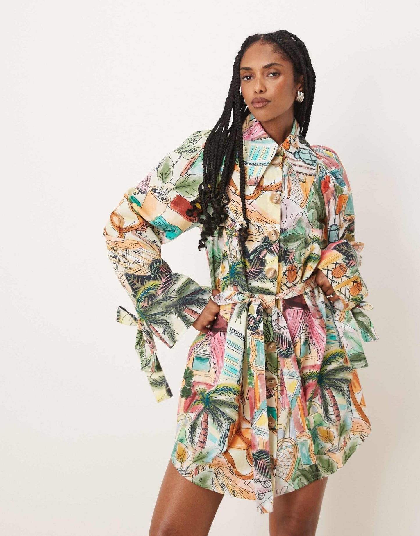 Isabelle Pennington-Edmead Dominica Shirt mini dress in sanctuary print - ASOS Sample Sale