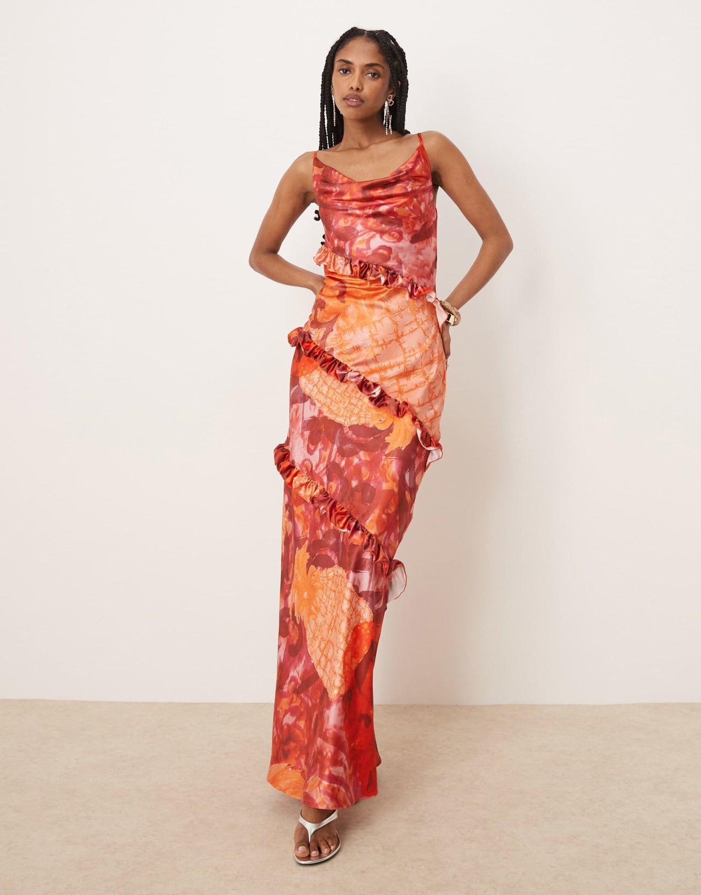 Isabelle Pennington-Edmead Havana maxi dress with ruffle detail in pineapple print - ASOS Sample Sale