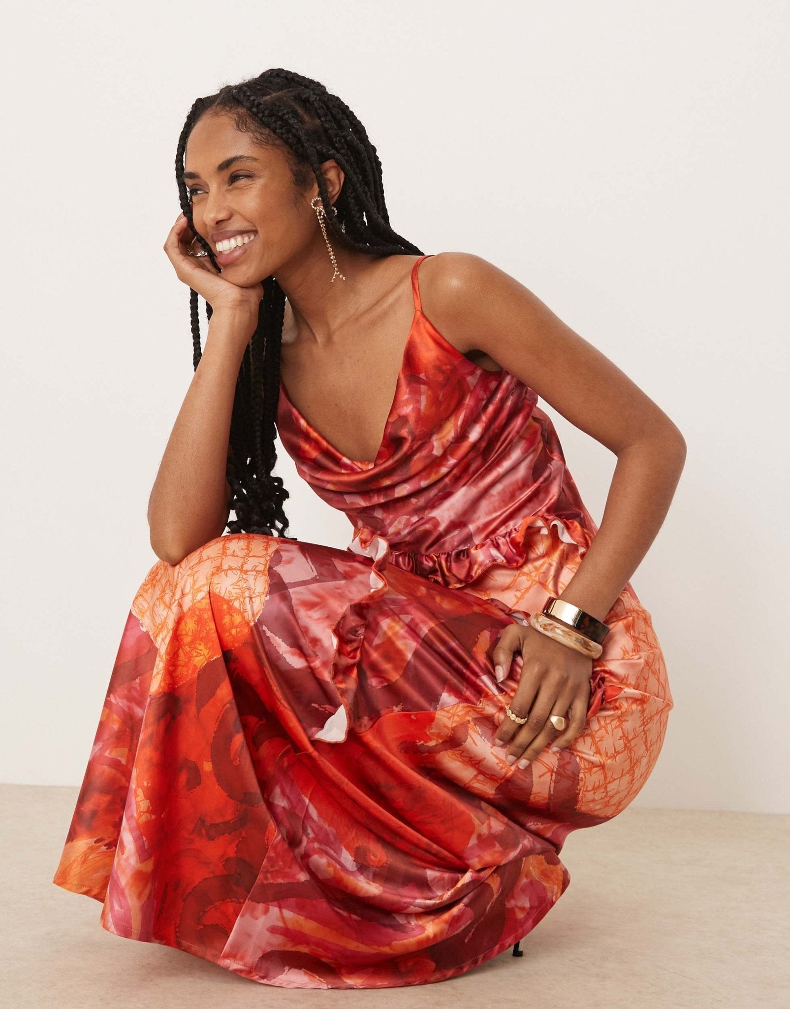 Isabelle Pennington-Edmead Havana maxi dress with ruffle detail in pineapple print - ASOS Sample Sale