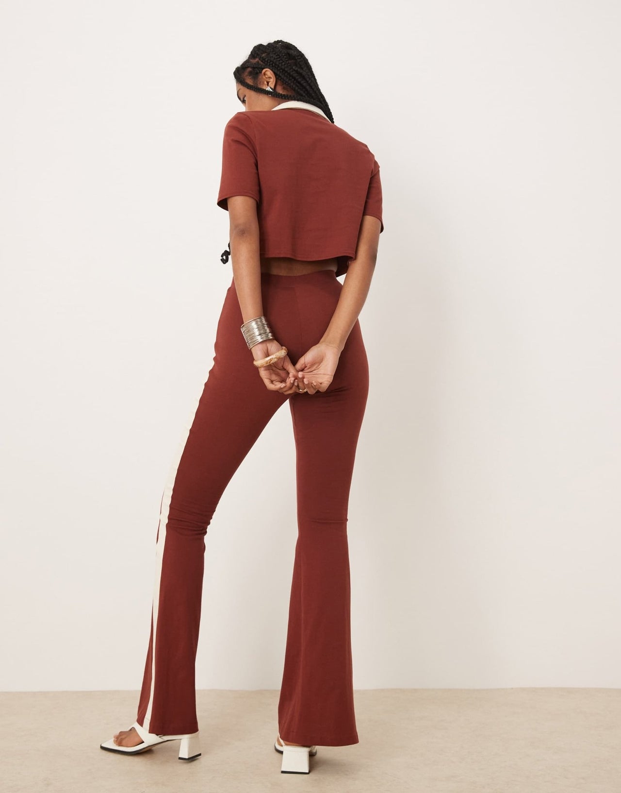 Isabelle Pennington-Edmead Kingston flare trouser co-ord in brown - ASOS Sample Sale