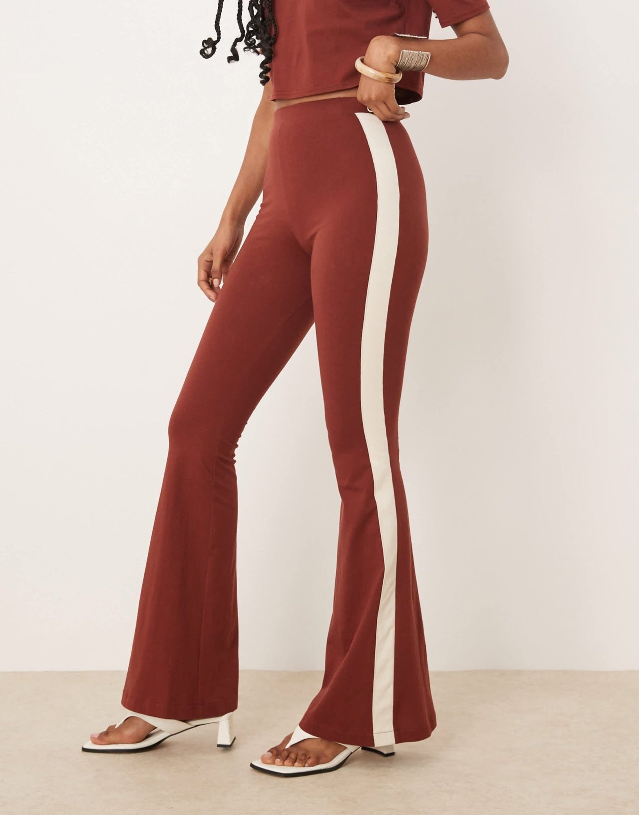 Isabelle Pennington-Edmead Kingston flare trouser co-ord in brown - ASOS Sample Sale