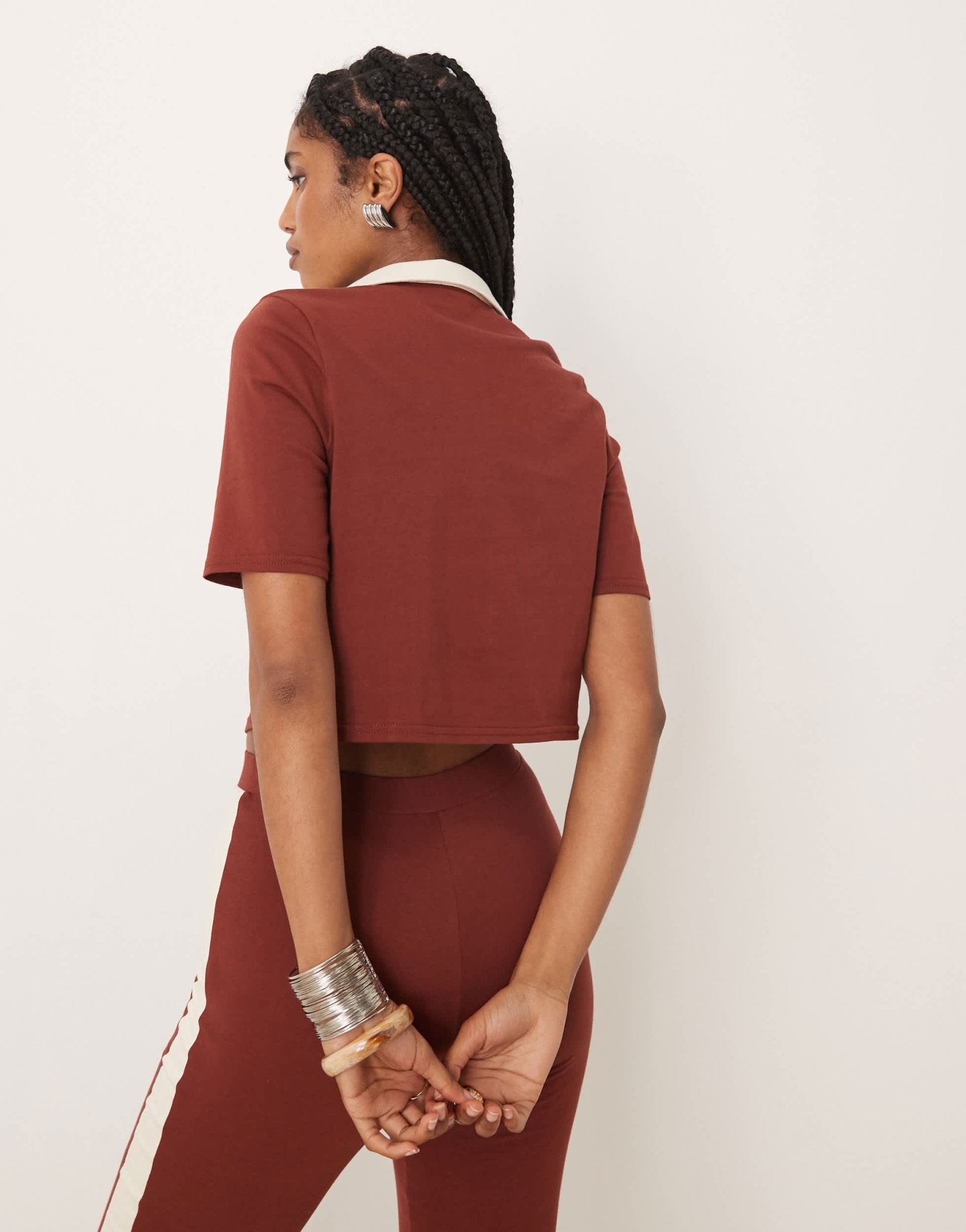 Isabelle Pennington-Edmead Kingston polo top co-ord in brown - ASOS Sample Sale