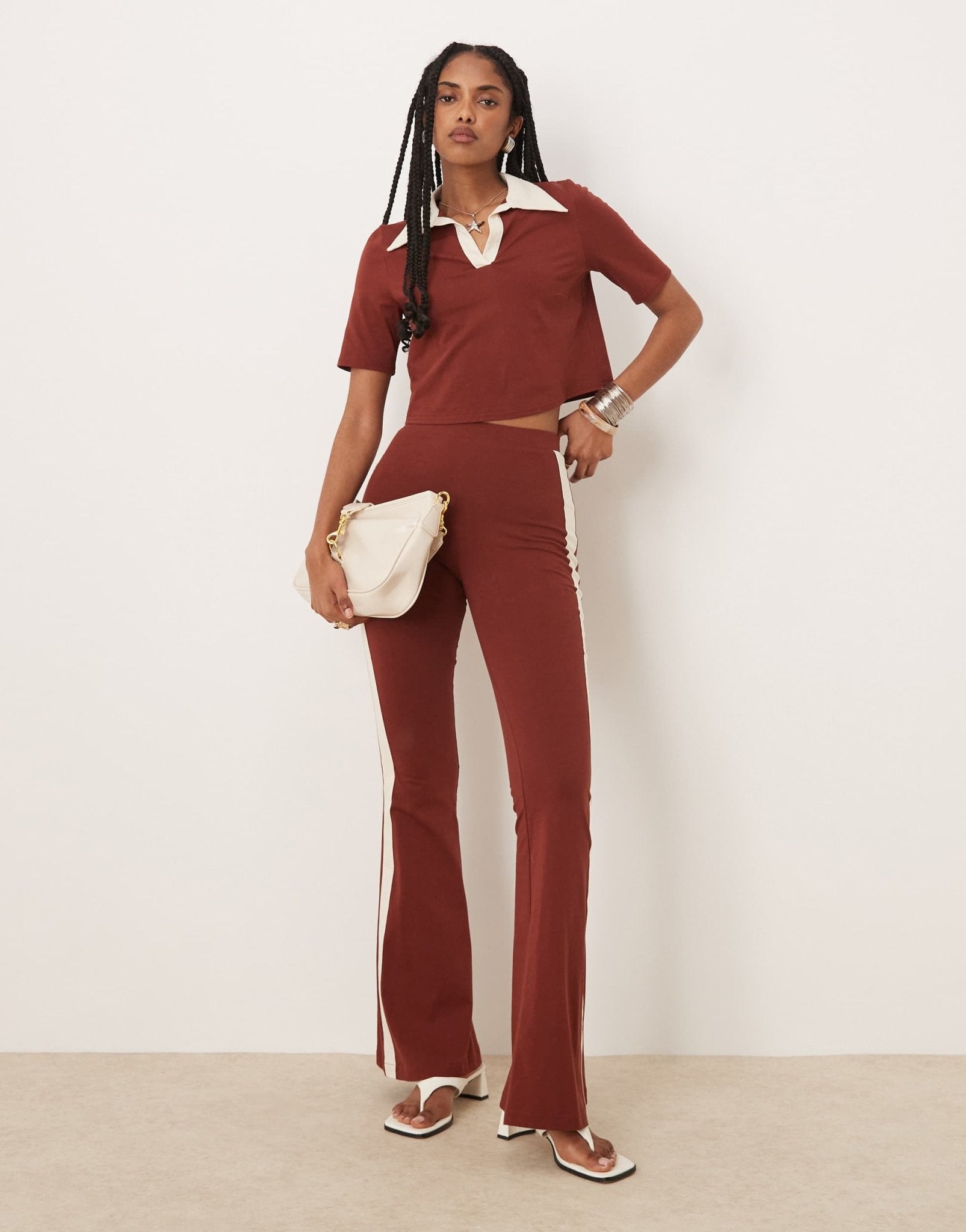 Isabelle Pennington-Edmead Kingston polo top co-ord in brown - ASOS Sample Sale