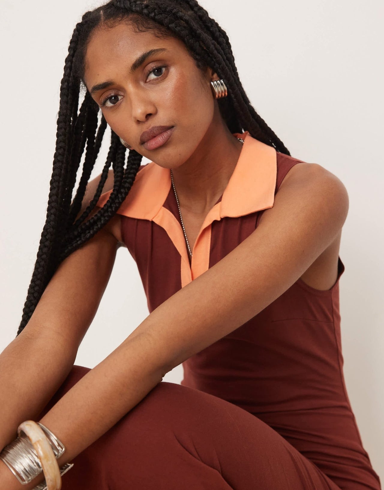 Isabelle Pennington-Edmead Lucia maxi dress in brown and orange - ASOS Sample Sale