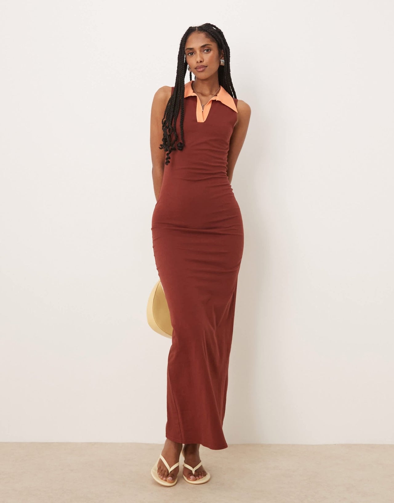 Isabelle Pennington-Edmead Lucia maxi dress in brown and orange - ASOS Sample Sale