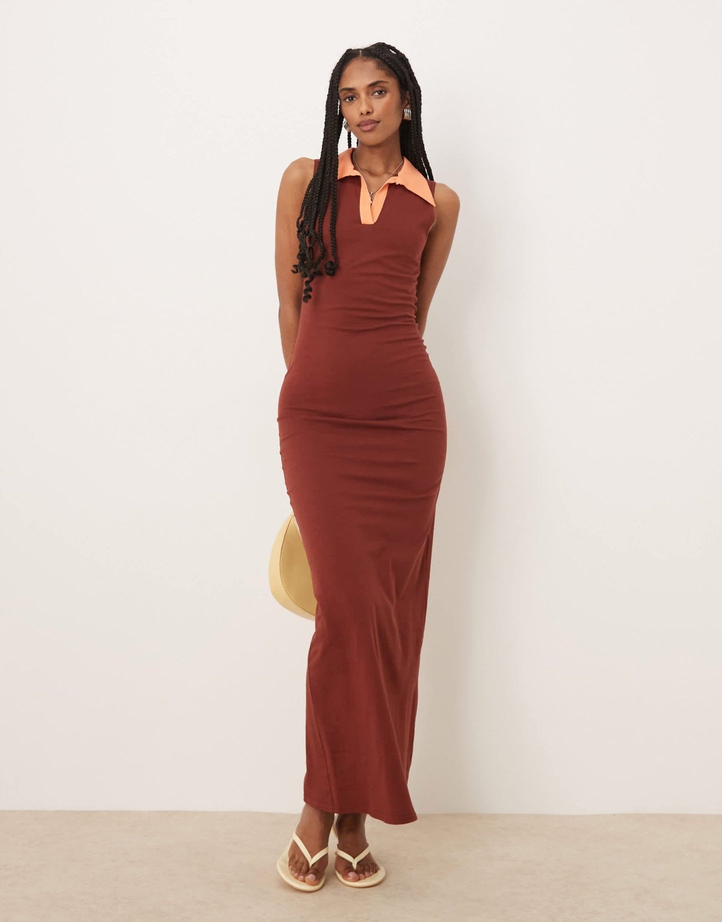 Isabelle Pennington-Edmead Lucia maxi dress in brown and orange - ASOS Sample Sale