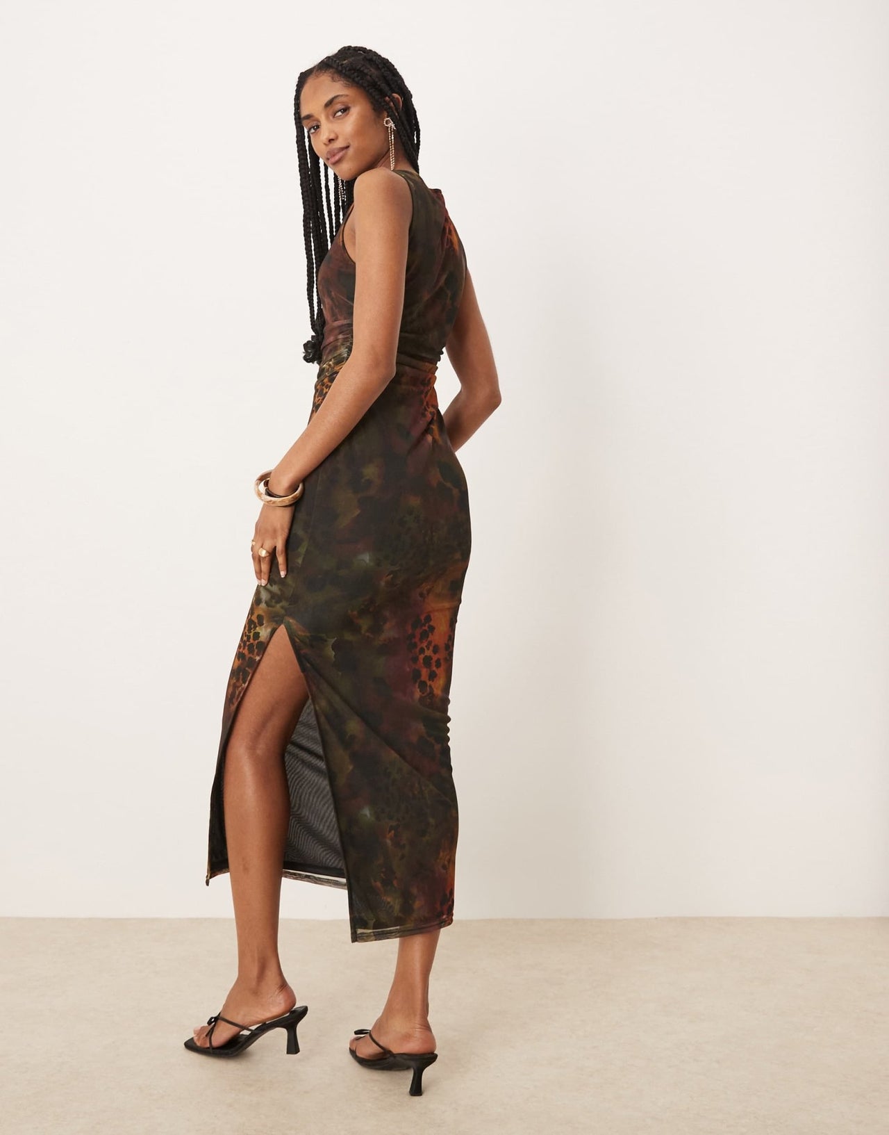 Isabelle Pennington-Edmead Marigot mesh midaxi dress in tiger shell print - ASOS Sample Sale