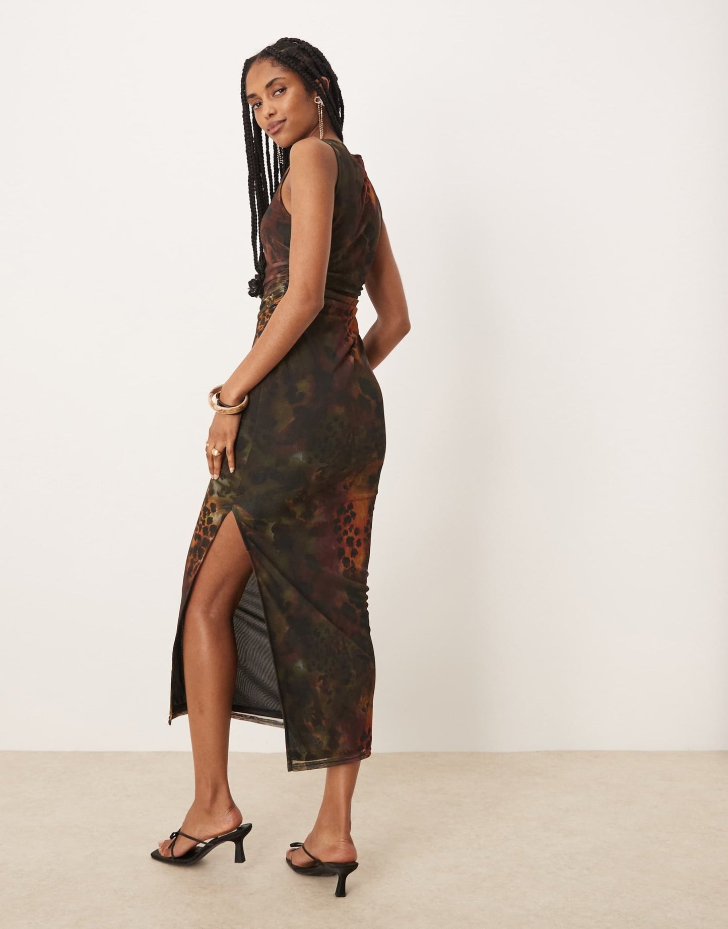 Isabelle Pennington-Edmead Marigot mesh midaxi dress in tiger shell print - ASOS Sample Sale