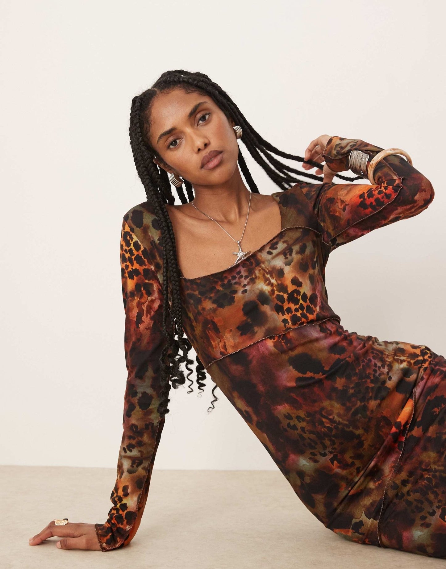 Isabelle Pennington-Edmead Montego midaxi Dress in tiger shell print - ASOS Sample Sale