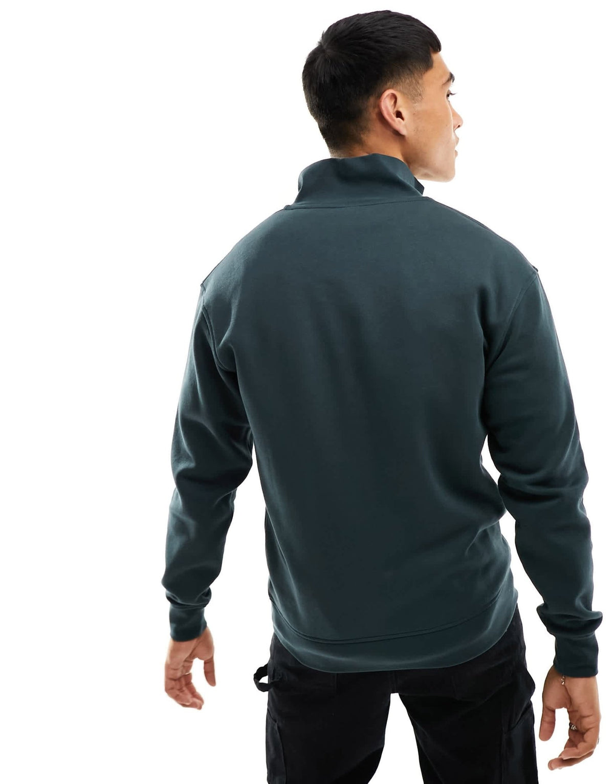 Jack & Jones 1/4 zip sweat with central logo in green - ASOS Sample Sale