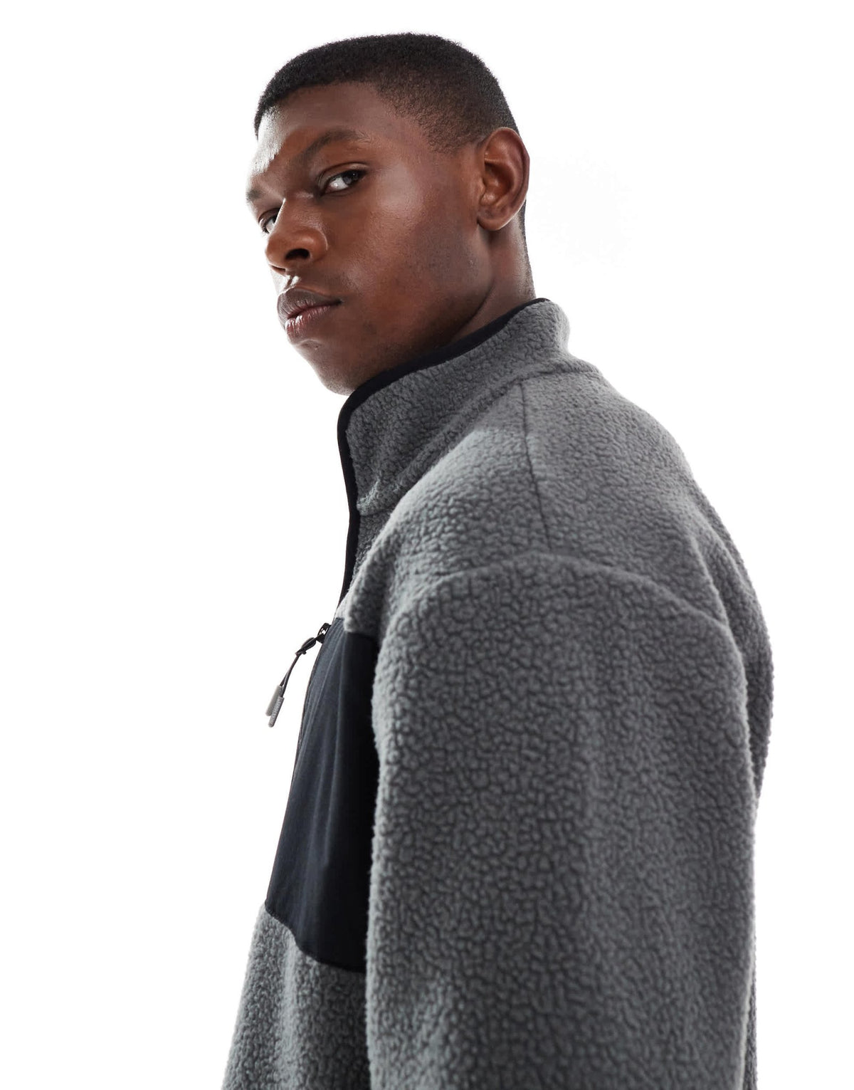 Jack & Jones borg fleece in grey with contrast pocket - ASOS Sample Sale
