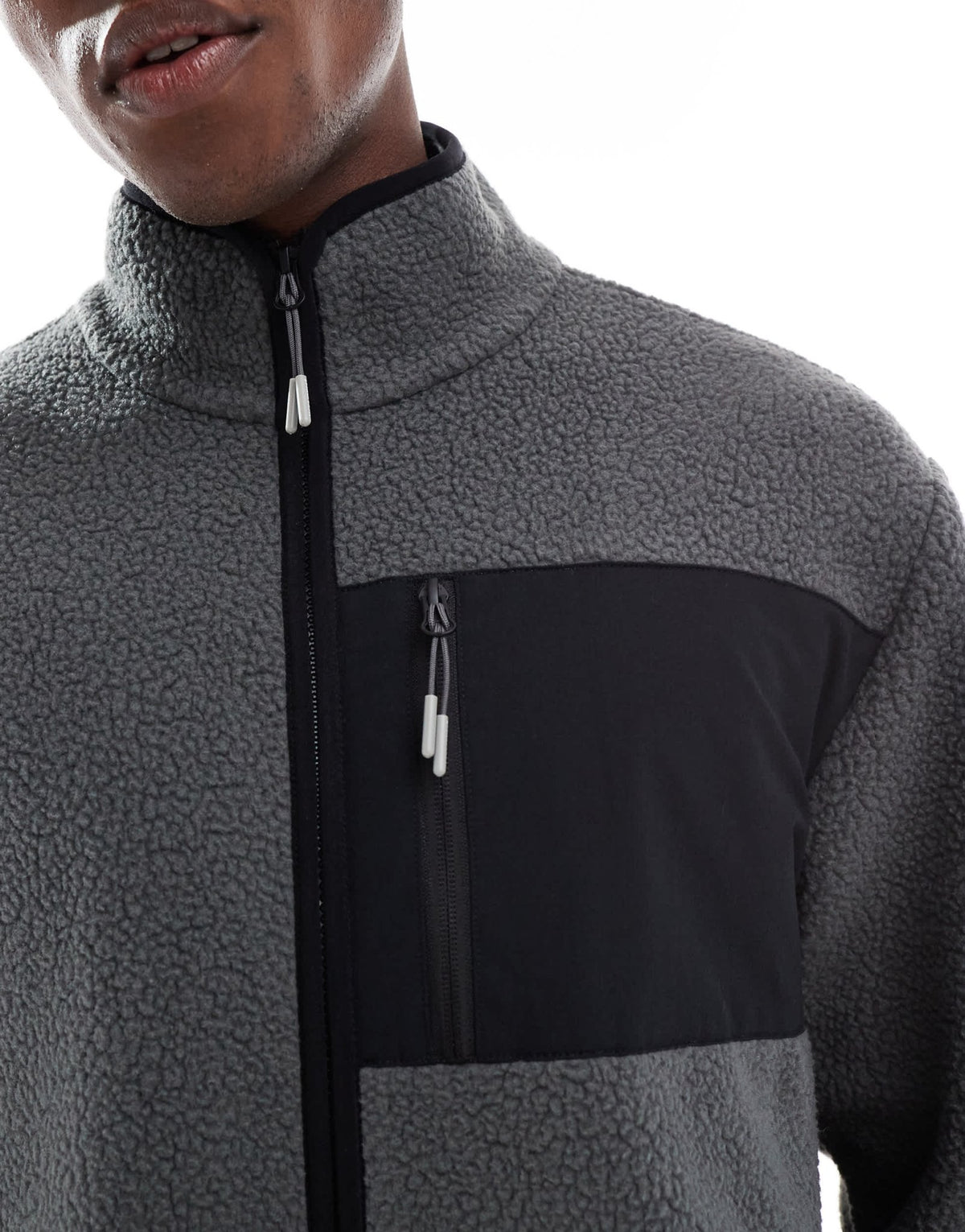 Jack & Jones borg fleece in grey with contrast pocket - ASOS Sample Sale