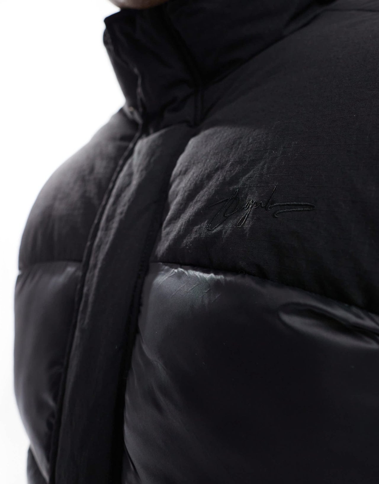 Jack & Jones high shine nylon block puffer jacket in black - ASOS Sample Sale