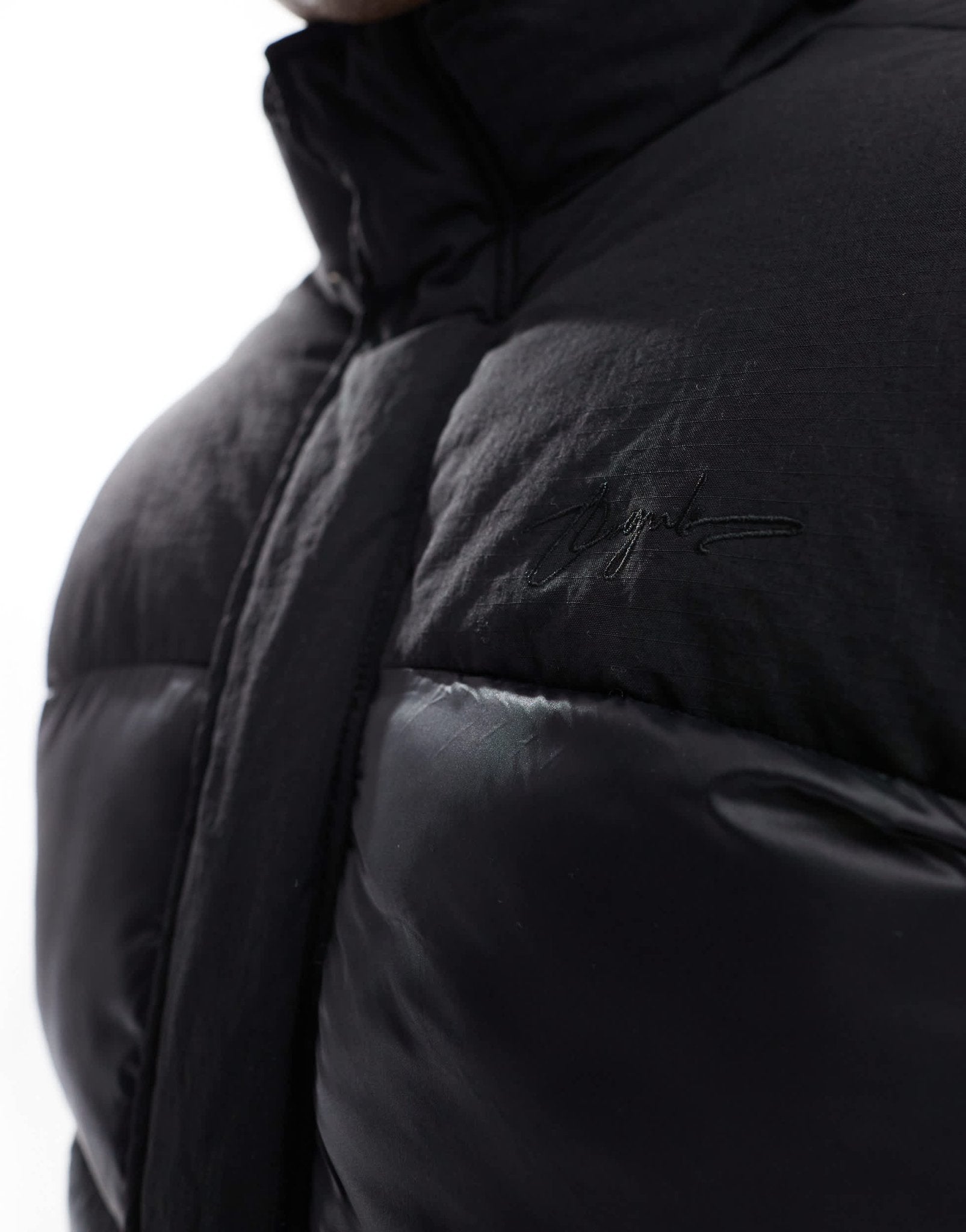Jack & Jones high shine nylon block puffer jacket in black - ASOS Sample Sale