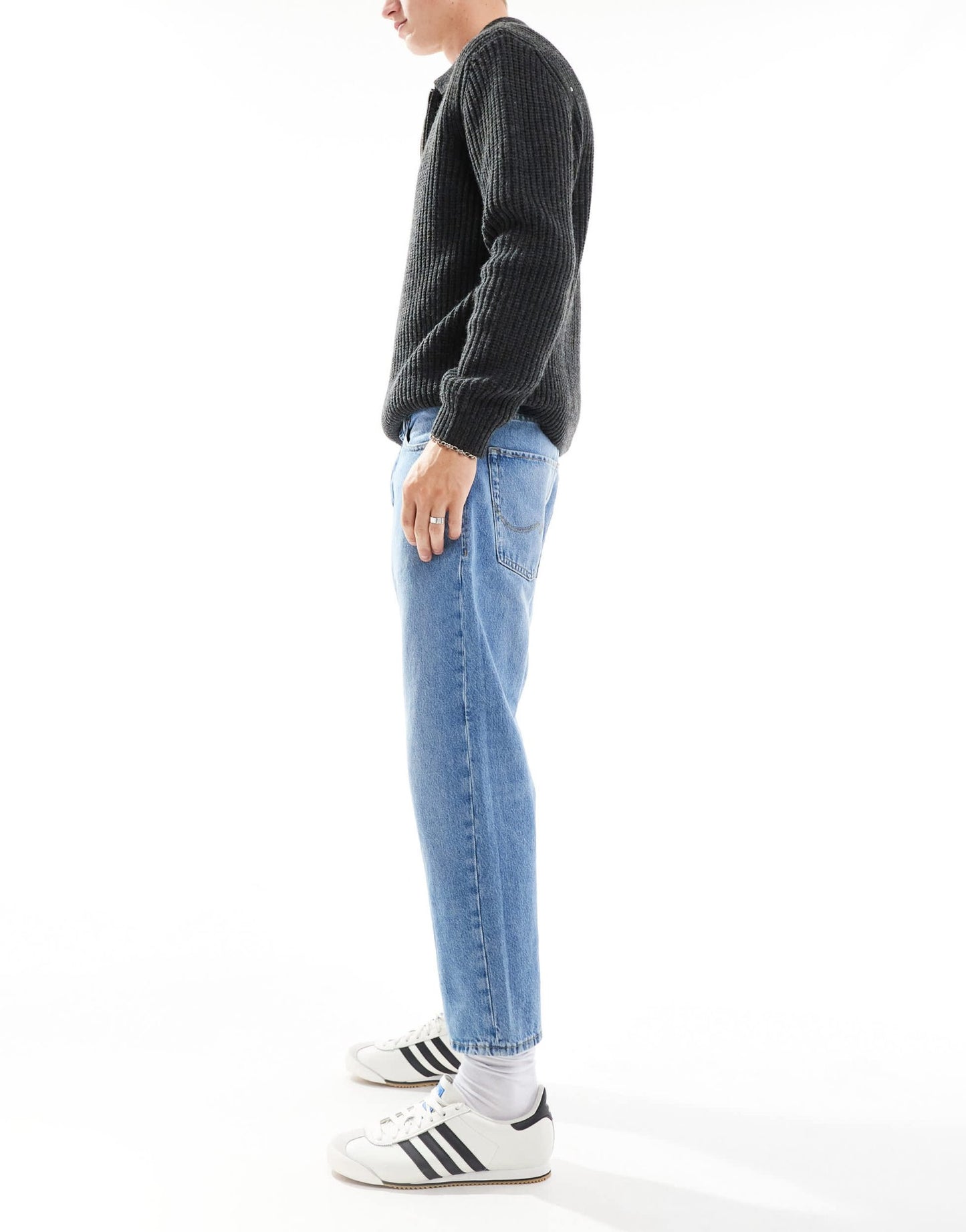 Jack & Jones mark cropped straight jean in mid blue wash - ASOS Sample Sale
