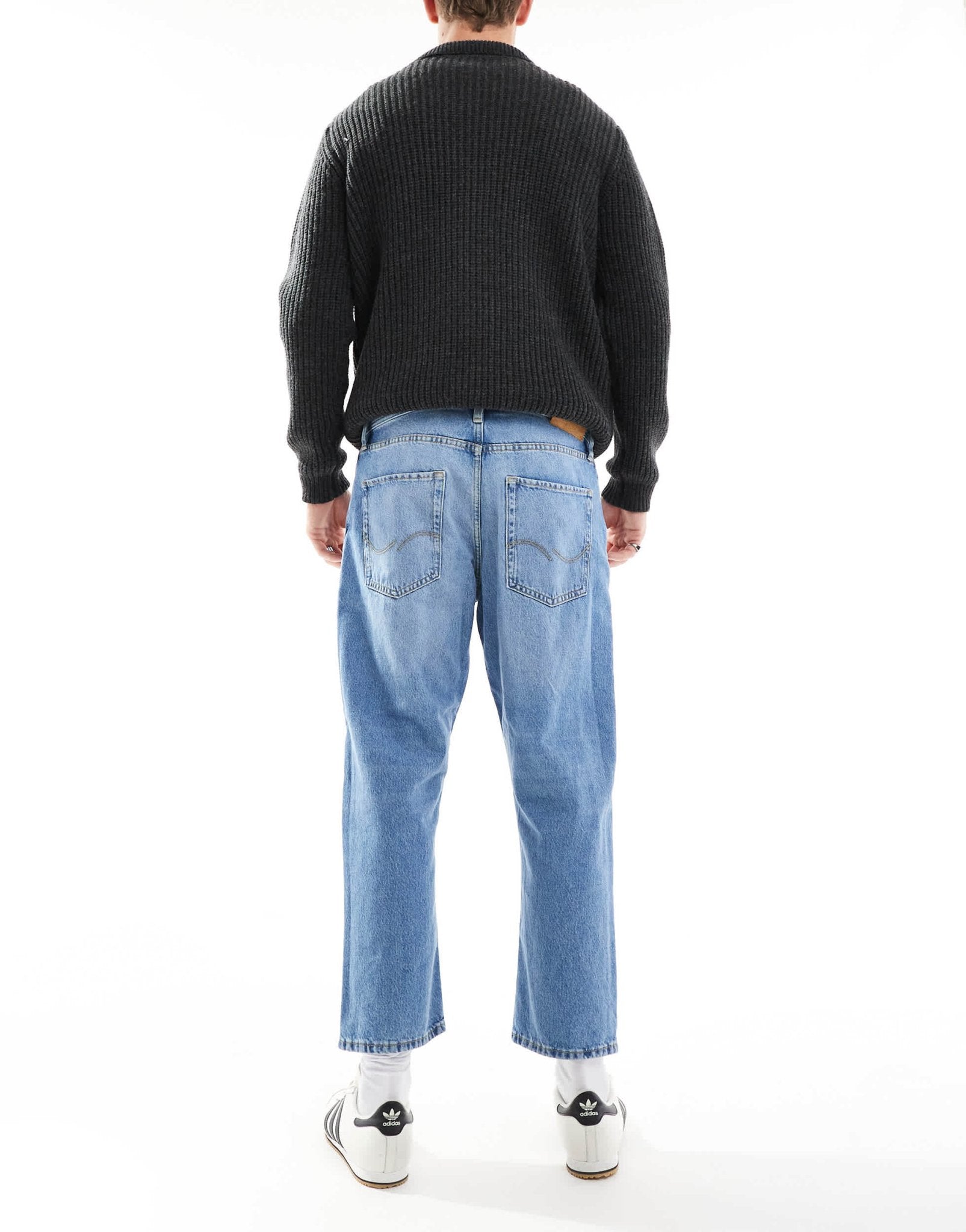 Jack & Jones mark cropped straight jean in mid blue wash - ASOS Sample Sale