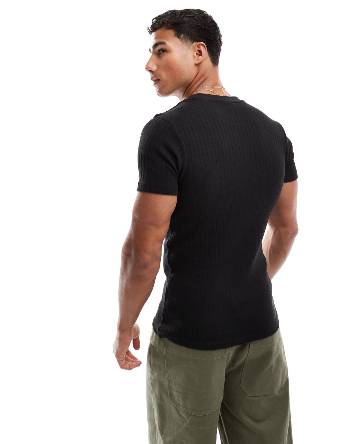 Jack & Jones muscle fit ribbed t-shirt in black - ASOS Sample Sale