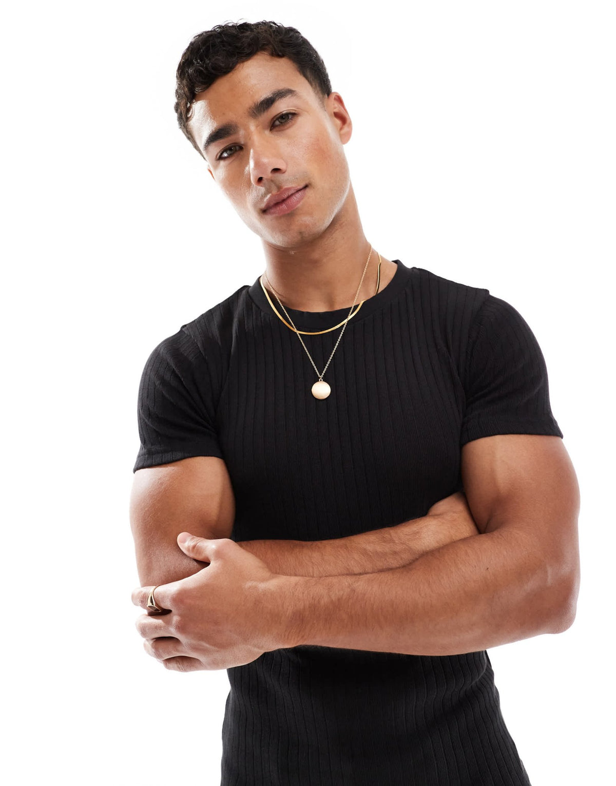 Jack & Jones muscle fit ribbed t-shirt in black - ASOS Sample Sale