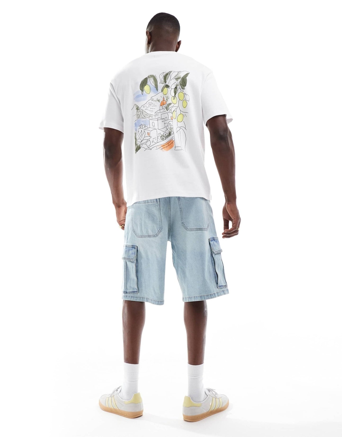 Jack & Jones oversize heavyweight t-shirt with amalfi print in white - ASOS Sample Sale