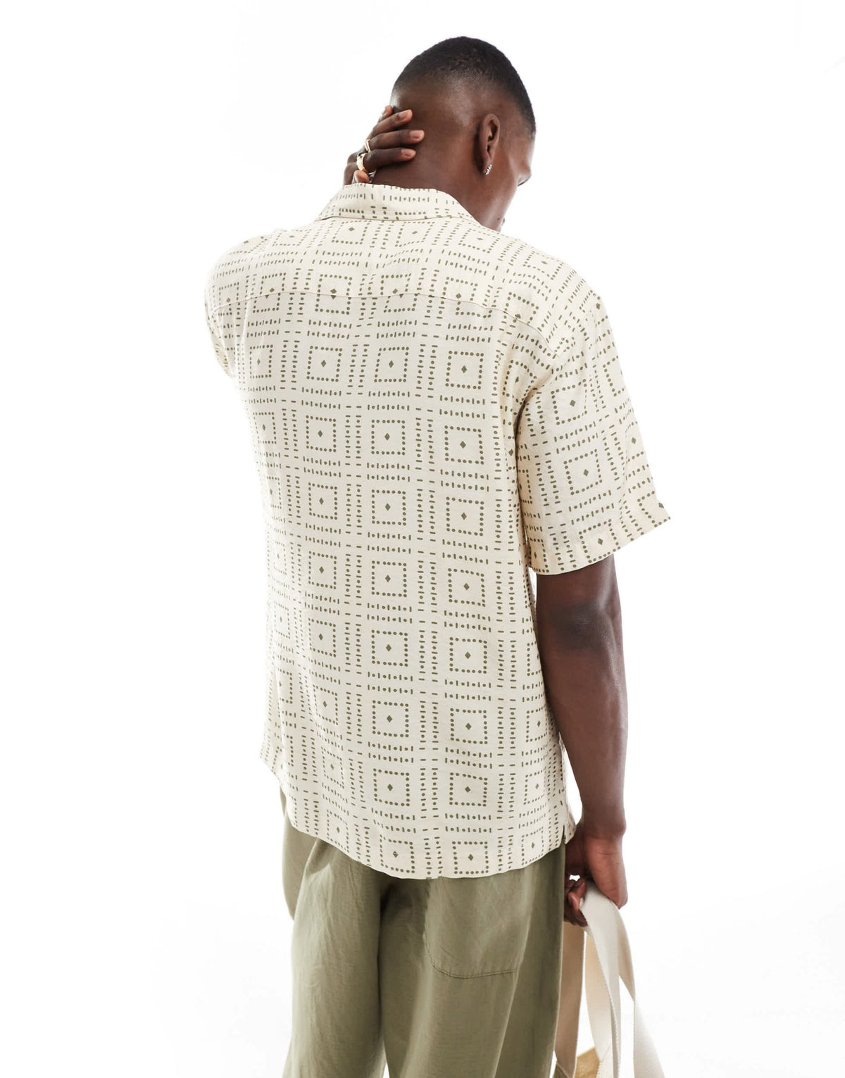 Jack & Jones oversize shirt with tile print in beige - ASOS Sample Sale
