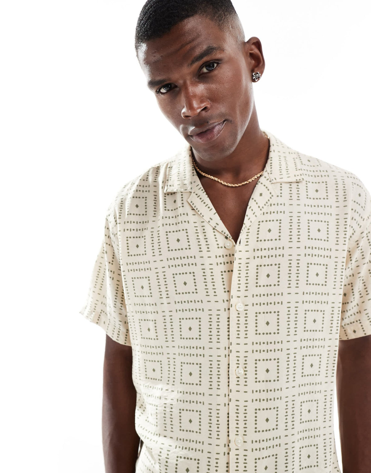 Jack & Jones oversize shirt with tile print in beige - ASOS Sample Sale