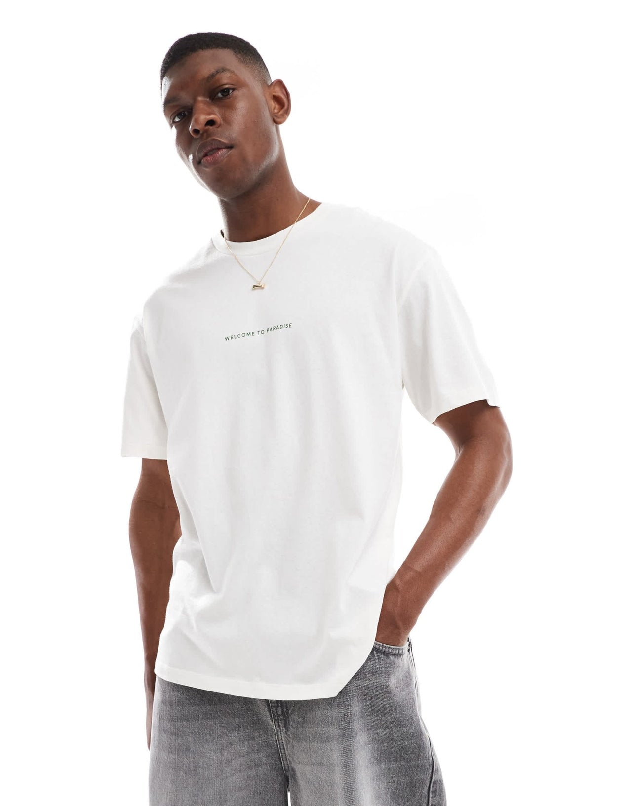 Jack & Jones oversize t-shirt with paradise backprint in white - ASOS Sample Sale