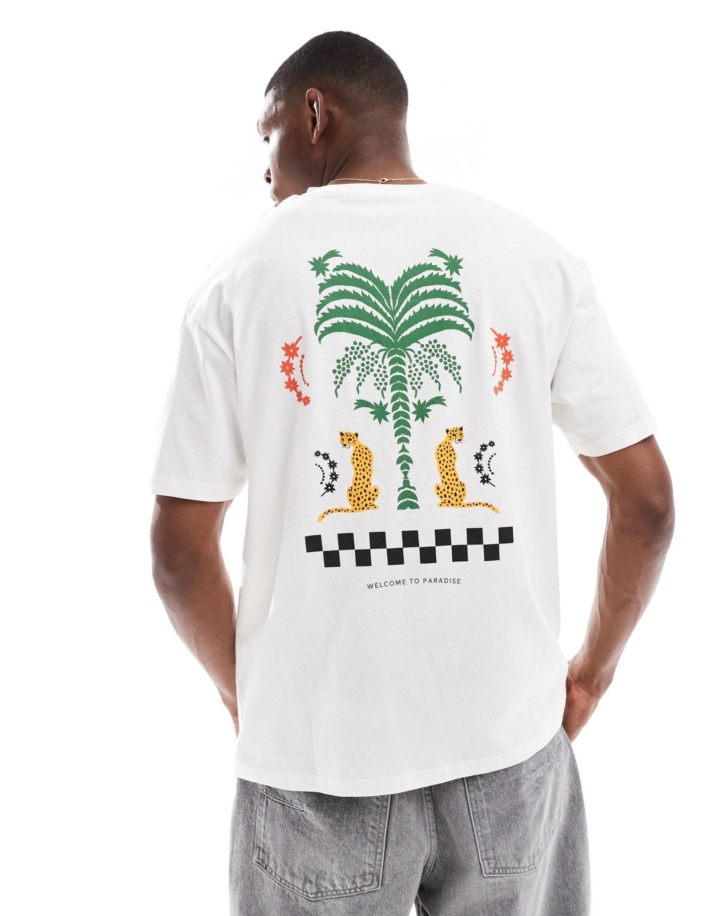 Jack & Jones oversize t-shirt with paradise backprint in white - ASOS Sample Sale