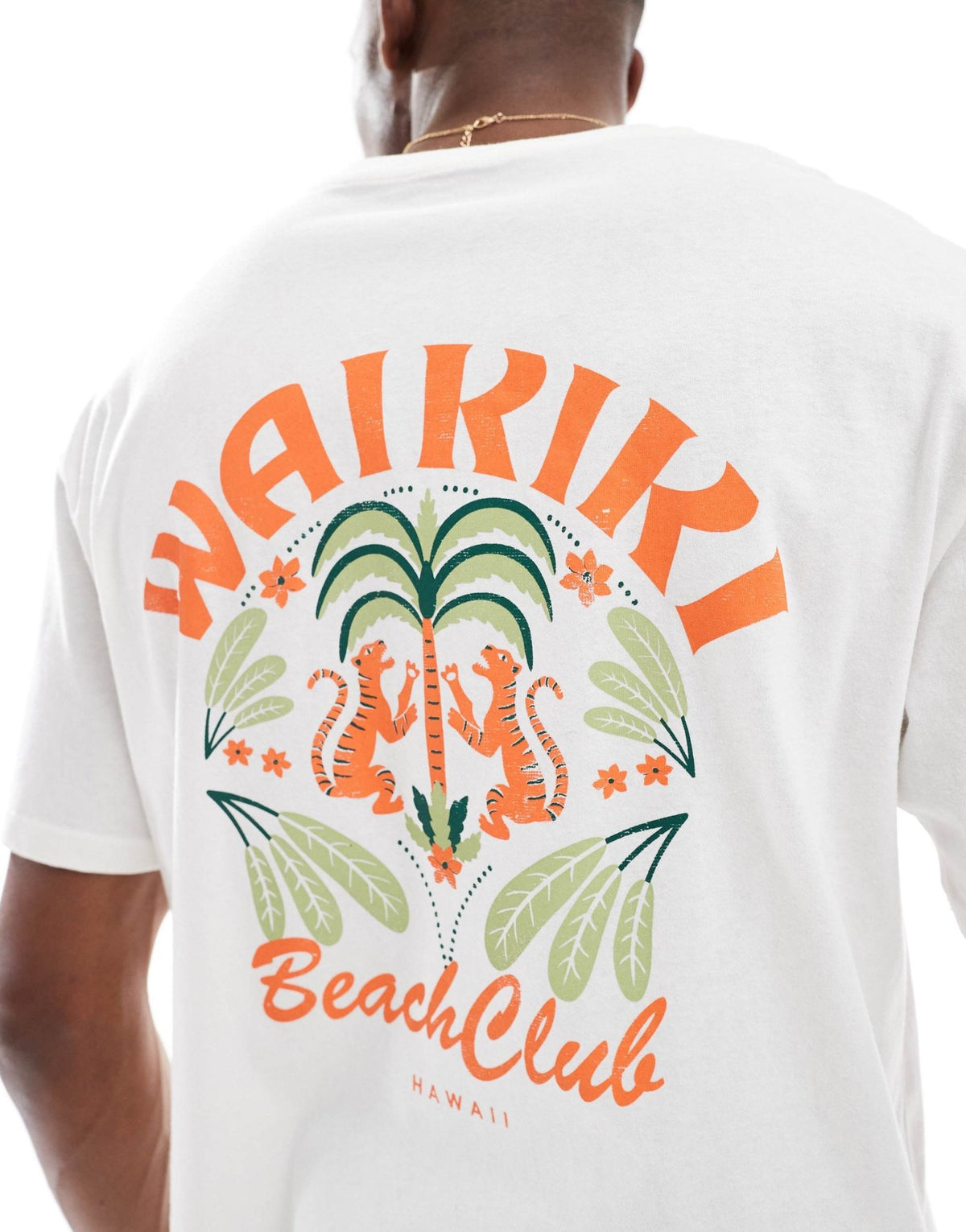 Jack & Jones oversize t-shirt with waikiki backprint in white - ASOS Sample Sale
