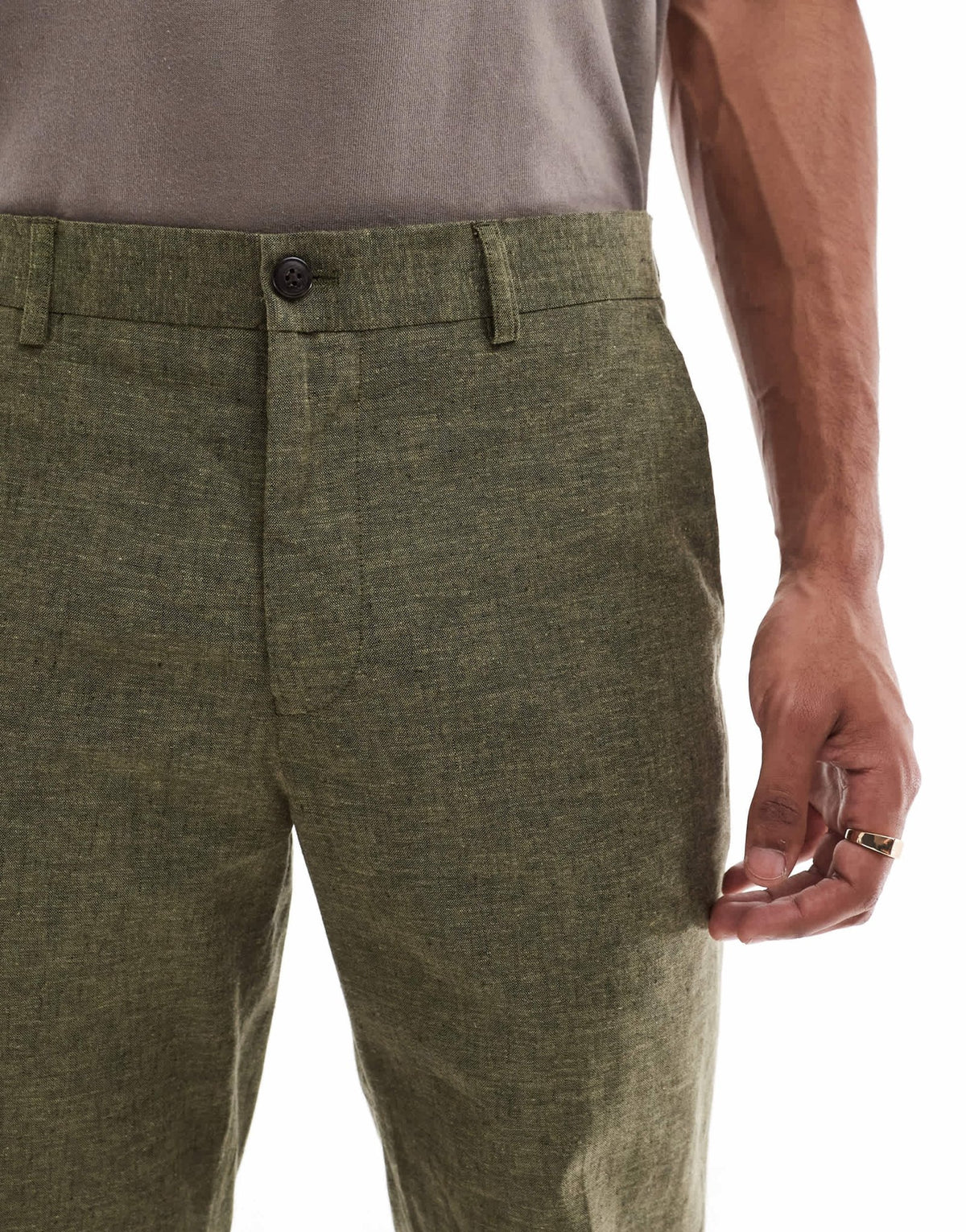 Jack & Jones Premium linen mix suit trouser in olive green - ASOS Sample Sale