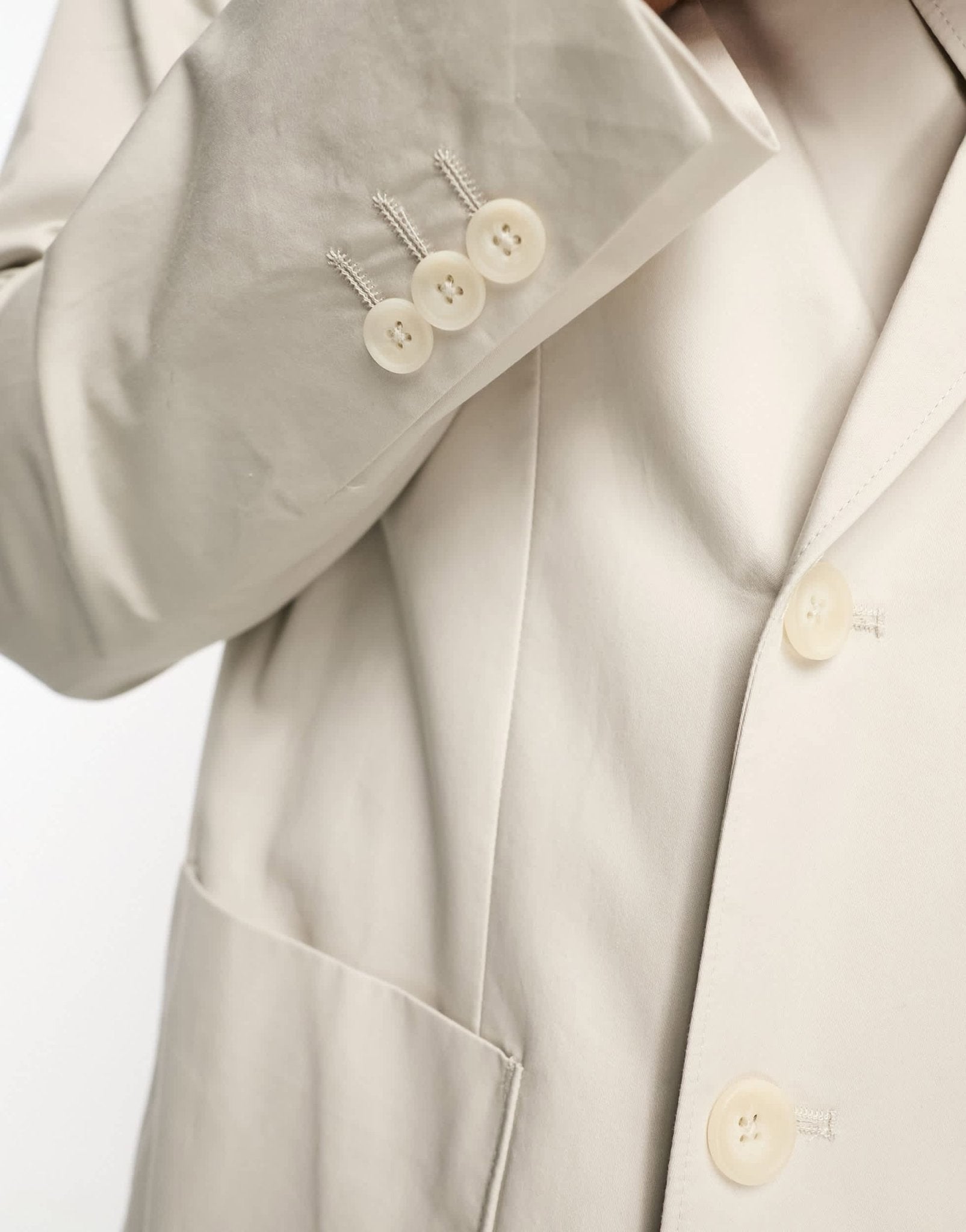 Jack & Jones Premium relaxed fit double breasted suit jacket in cream - ASOS Sample Sale