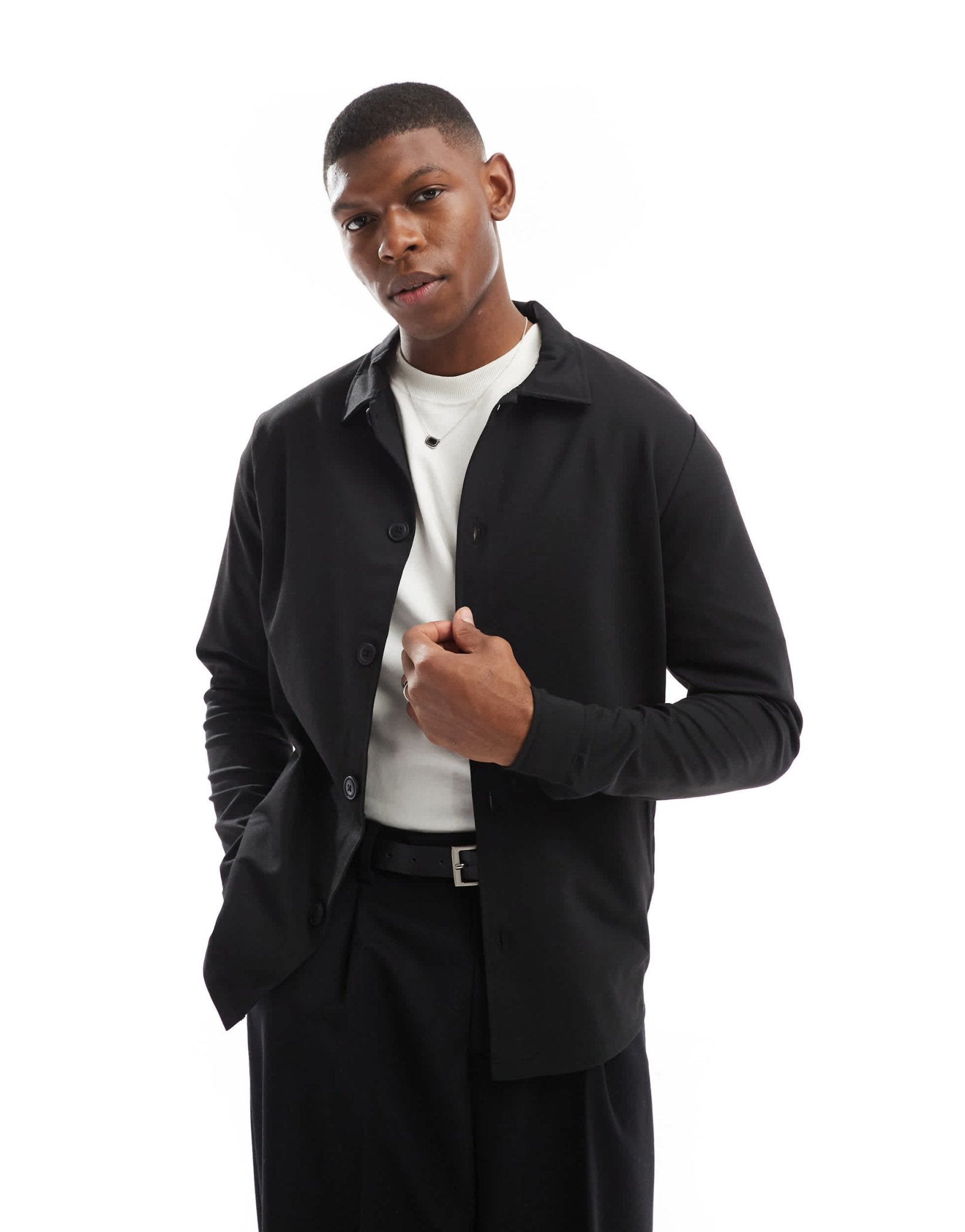 Jack & Jones Premium slim jersey jacket in black - ASOS Sample Sale