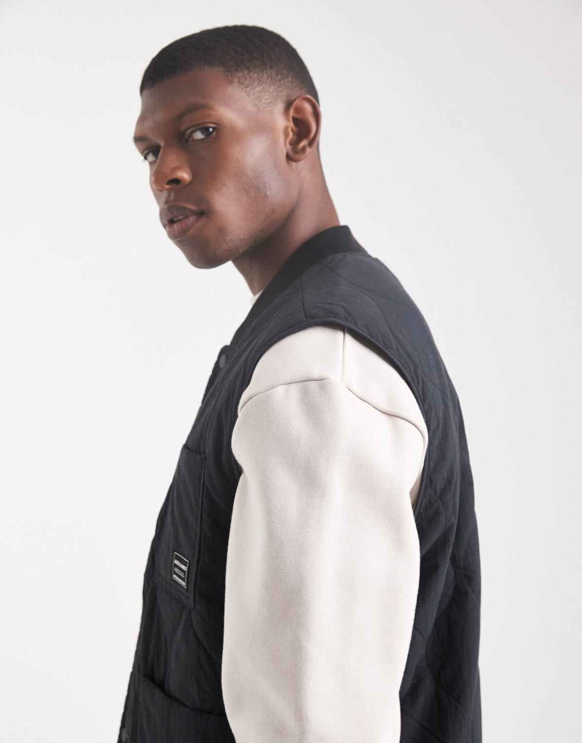 Jack & Jones quilted bomber gilet in black - ASOS Sample Sale