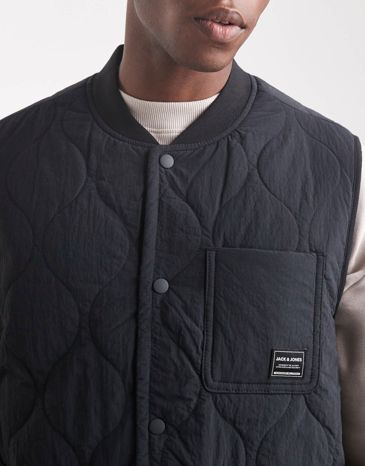 Jack & Jones quilted bomber gilet in black - ASOS Sample Sale