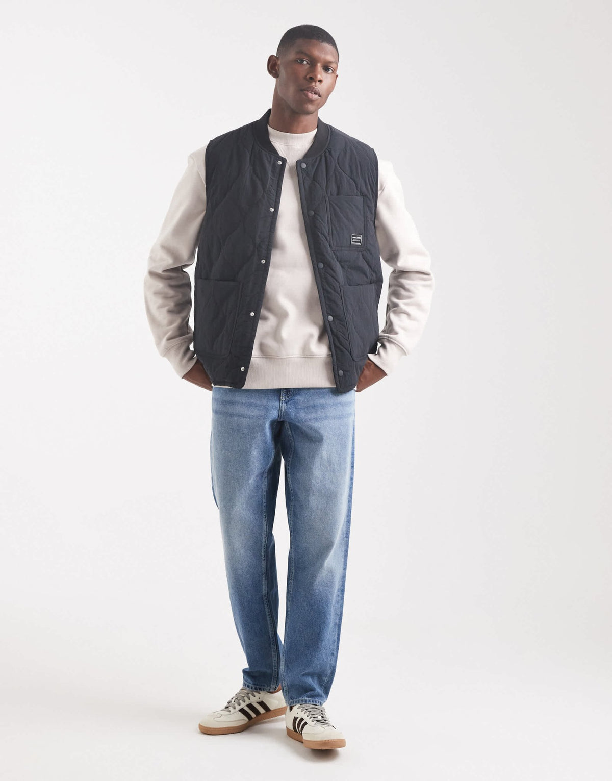 Jack & Jones quilted bomber gilet in black - ASOS Sample Sale