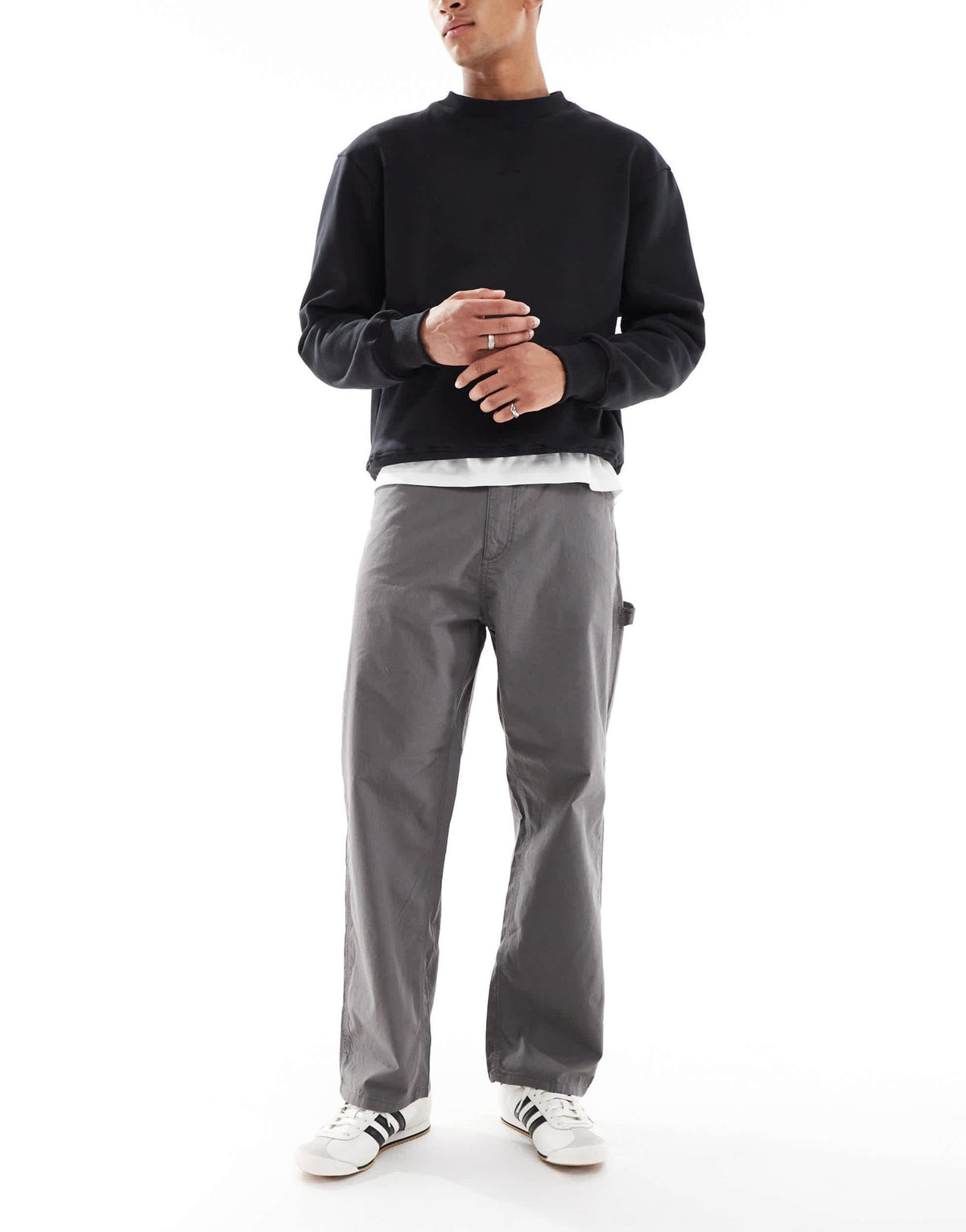 Jack & Jones ripstop baggy fit carpenter trouser in grey - ASOS Sample Sale