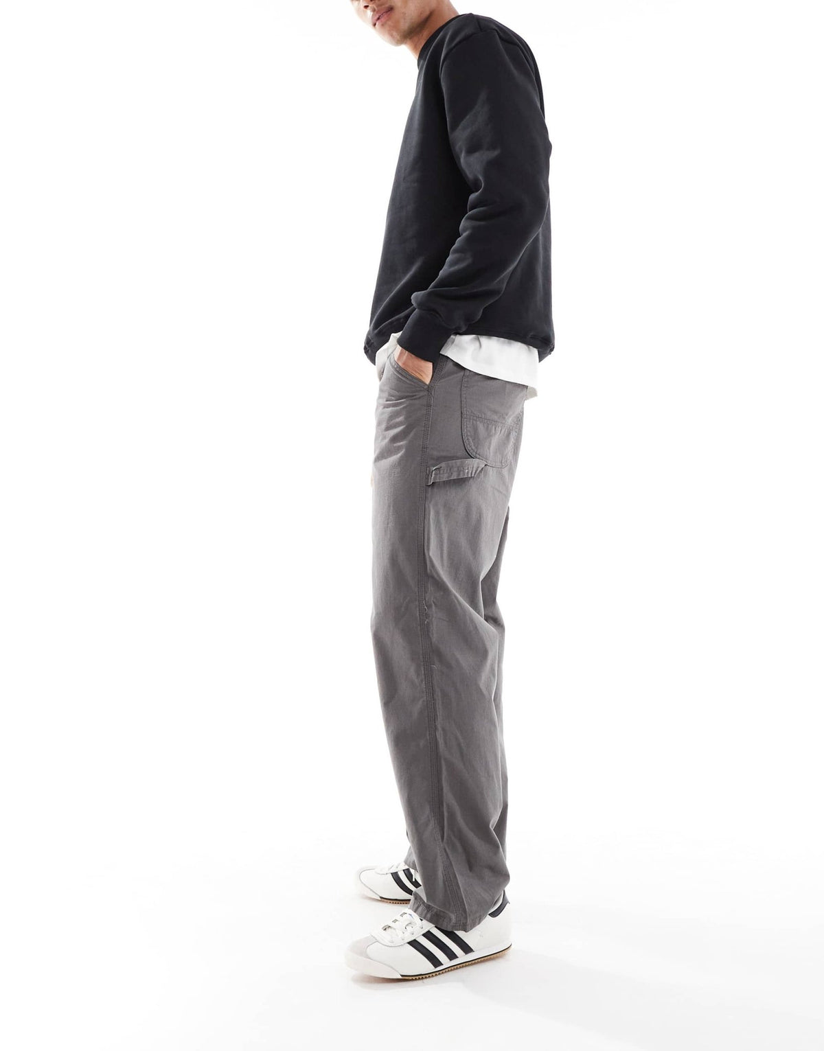 Jack & Jones ripstop baggy fit carpenter trouser in grey - ASOS Sample Sale