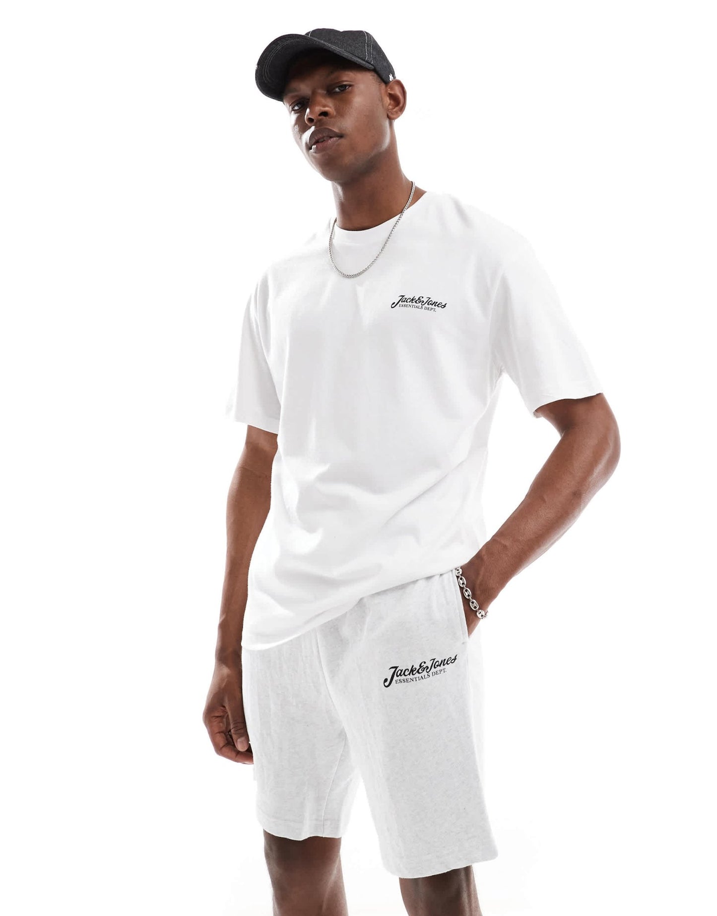 Jack & Jones script logo t-shirt & short lounge set in white & grey - ASOS Sample Sale