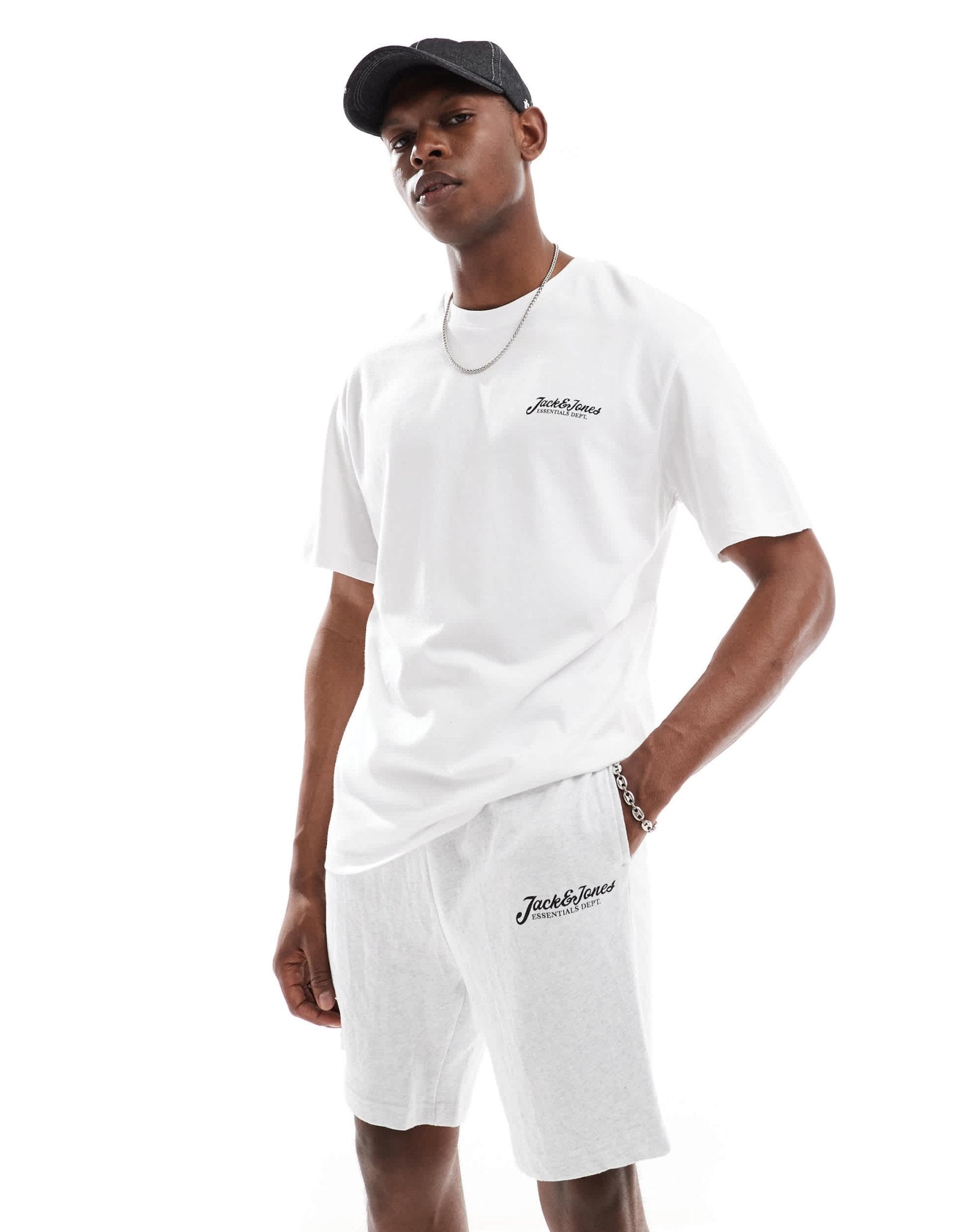 Jack & Jones script logo t-shirt & short lounge set in white & grey - ASOS Sample Sale
