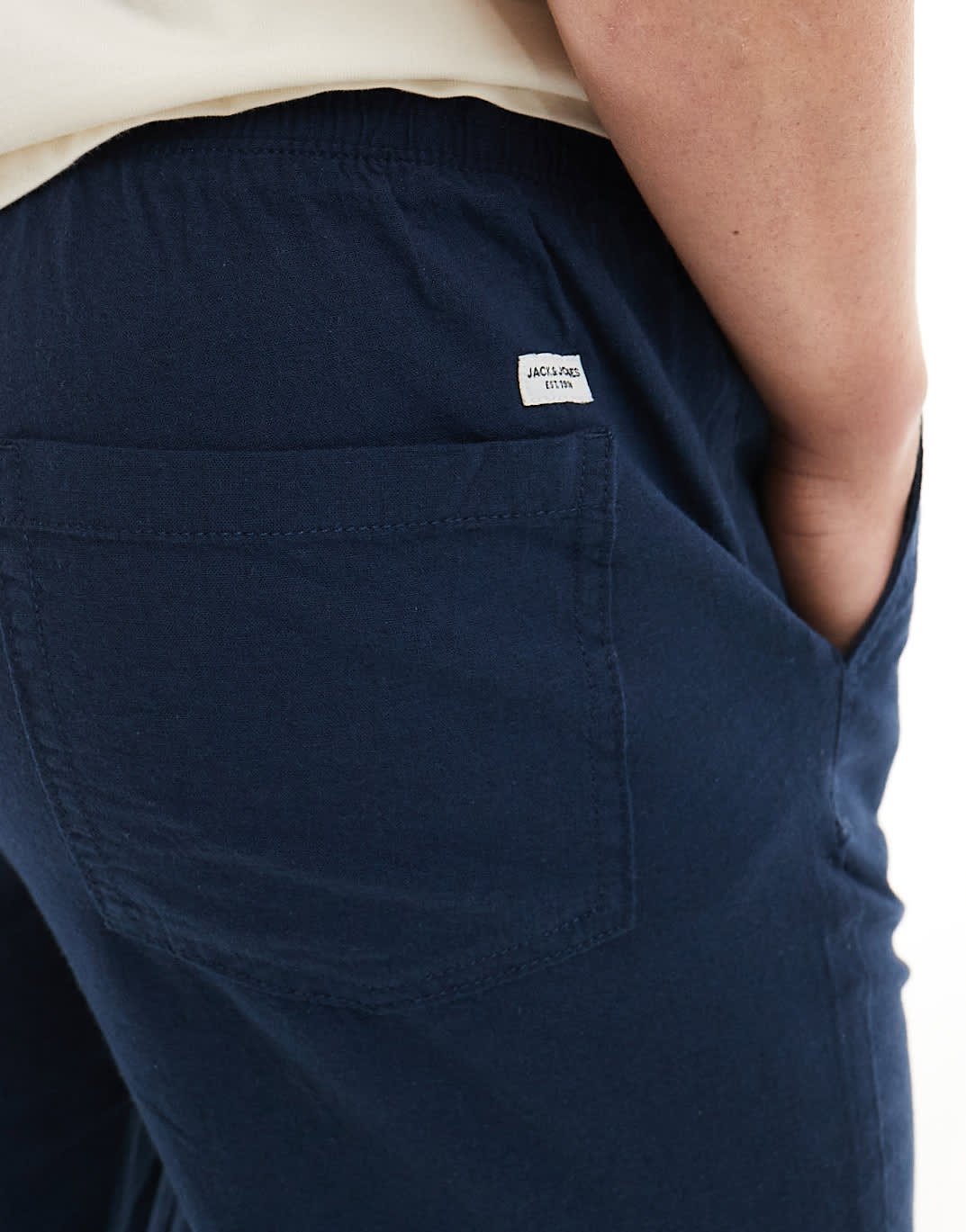 Jack & Jones slim tapered drawstring linen mix trouser in navy - ASOS Sample Sale