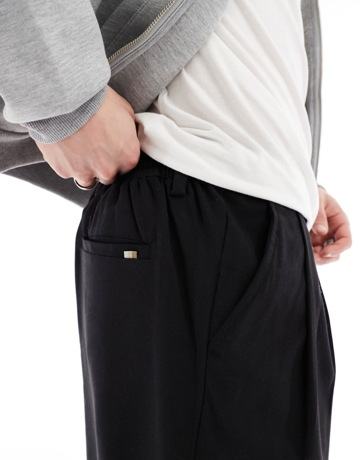 Jack & Jones wide fit pleat front smart trouser in black - ASOS Sample Sale
