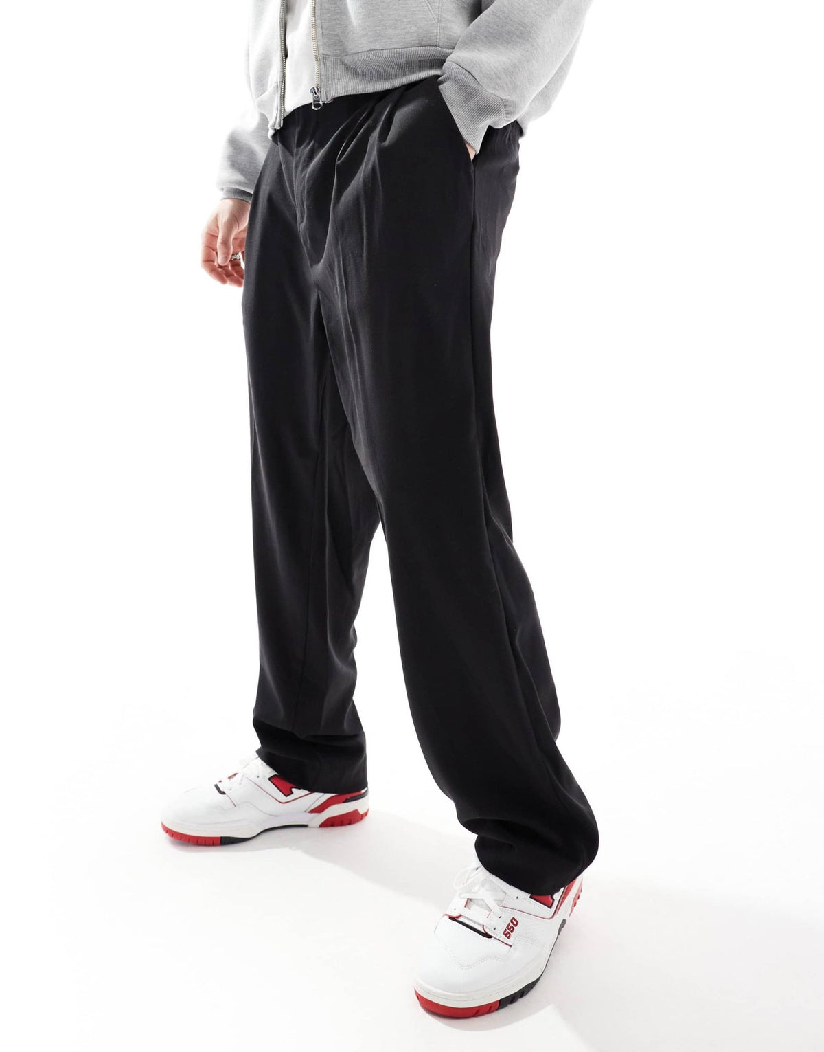 Jack & Jones wide fit pleat front smart trouser in black - ASOS Sample Sale