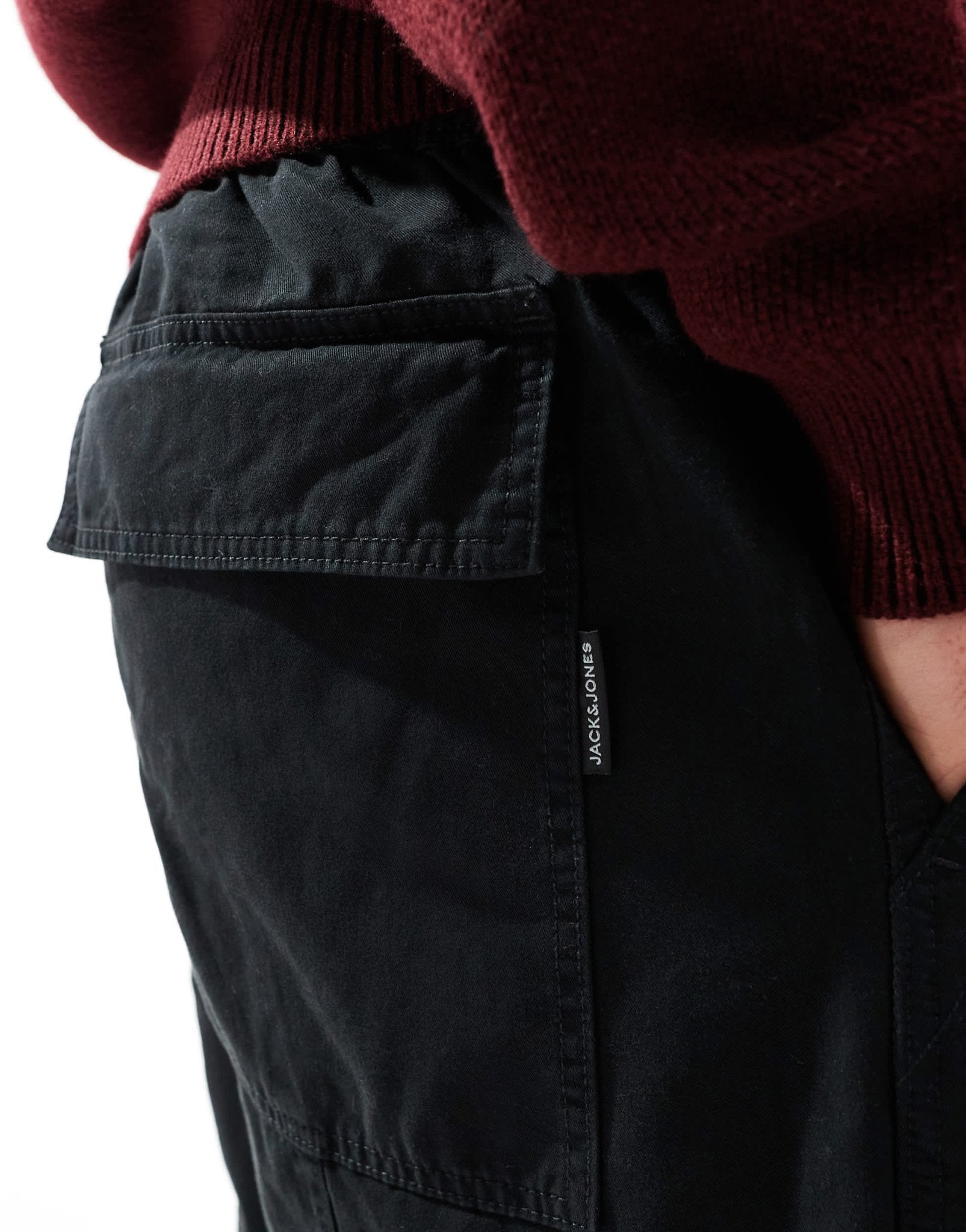 Jack & Jones wide fit workwear belted chino in black - ASOS Sample Sale